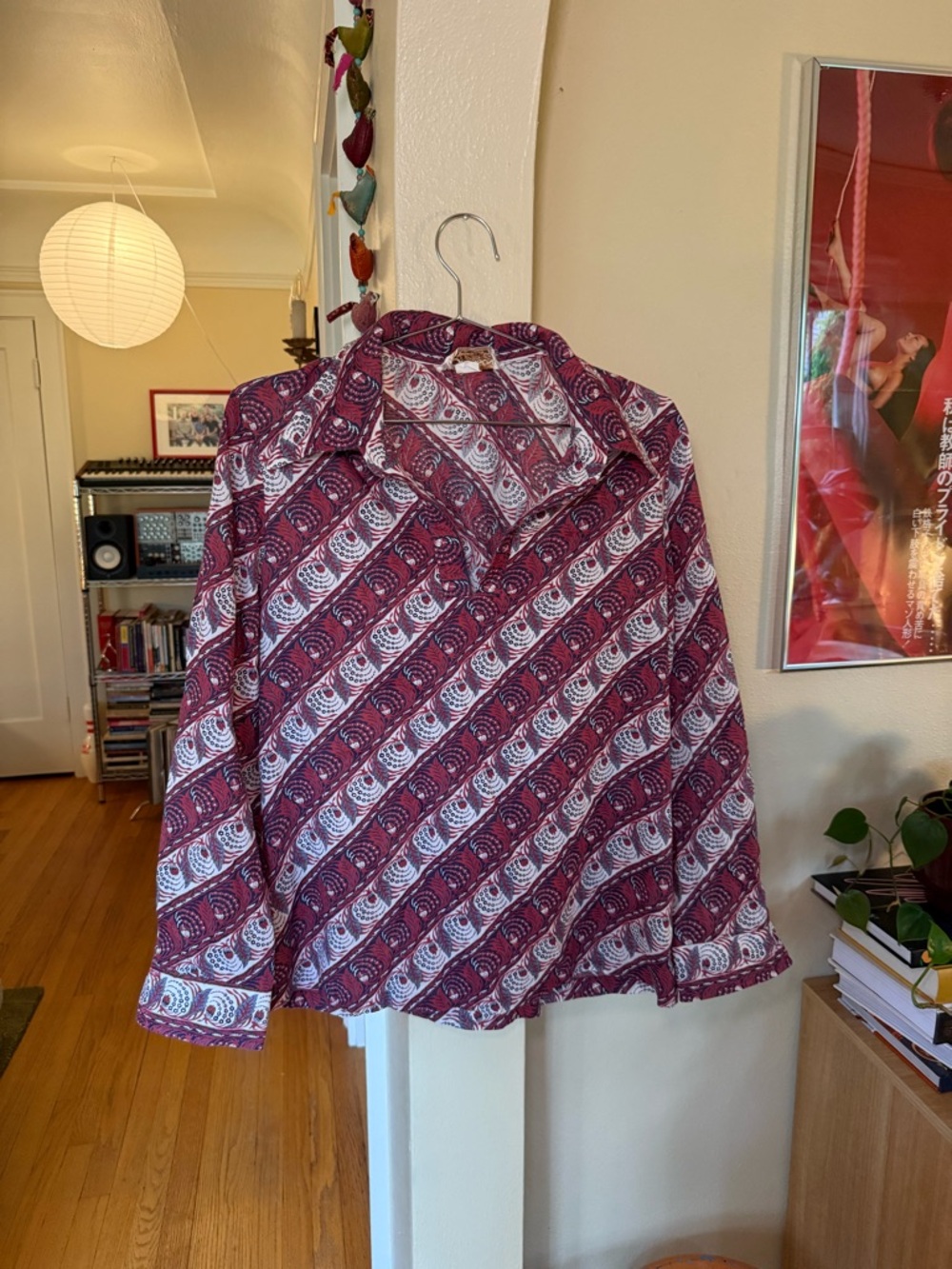 Vintage 70s Red Patterned Blouse